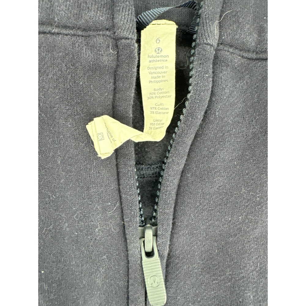 Lululemon Scuba Full Zip Jacket Navy Blue Cotton Blend Fleece Size 6 Funnel Neck - Picture 3 of 3